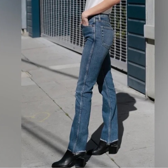 RE/DONE Double Needle Long Straight Jeans Mid 80’s Wash 25 - Picture 4 of 7